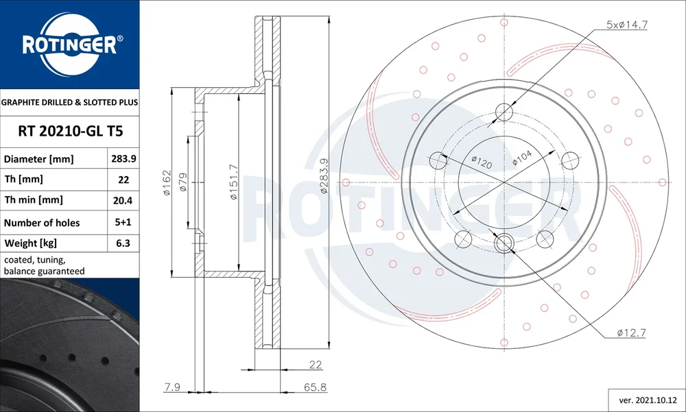 Brzdový kotouč ROTINGER RT20210-GLT5
