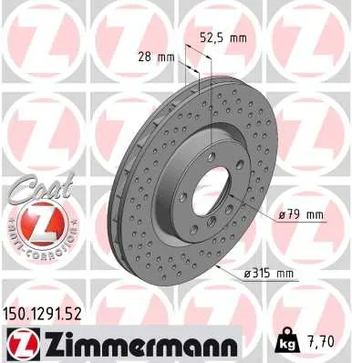 Brzdový kotouč ZIMMERMANN 150.1291.52