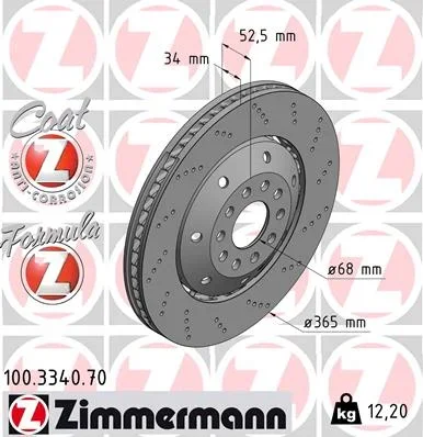 Brzdový kotouč ZIMMERMANN 100.3340.70 – OE 4B3615302A