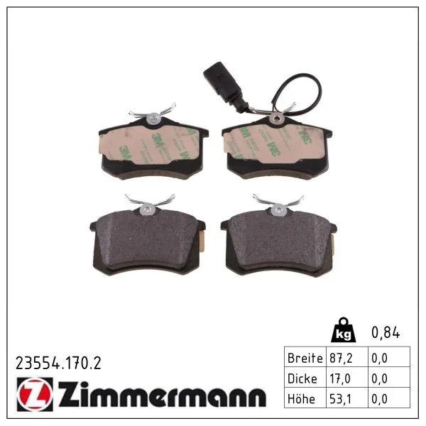 Sada brzdových destiček, kotoučová brzda ZIMMERMANN 23554.170.2