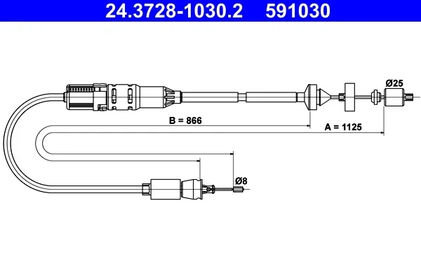 Tazne lanko, ovladani spojky ATE 24.3728-1030.2 – OE 7700432383