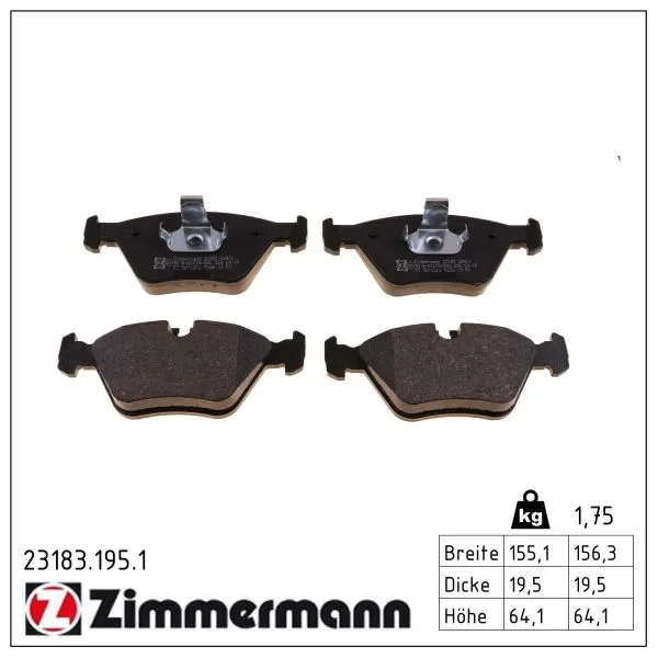 Sada brzdových destiček, kotoučová brzda ZIMMERMANN 23183.195.1