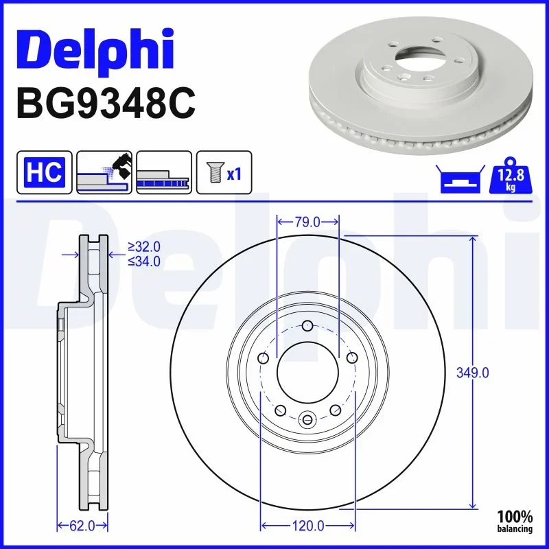 Brzdový kotouč DELPHI BG9348C