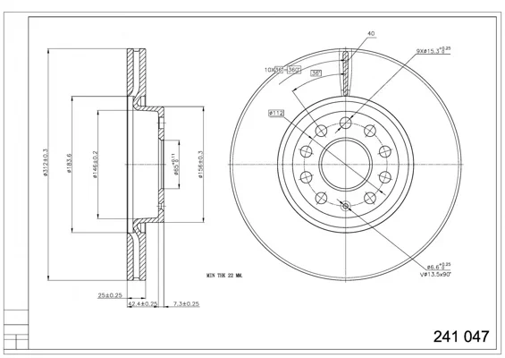 BRZ.KOTOUČ /P/AUDI/SKODA/VW 06- /LAK/KPL HART 241047 BRZ.KOTOUČ /P/AUDI/SKODA/VW 06- /LAK/KPL HART 241047