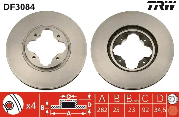 Brzdový kotouč TRW DF3084 – OE 45251-SM5-A00