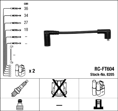 Sada kabelů pro zapalování NGK 8205 – OE 7694366