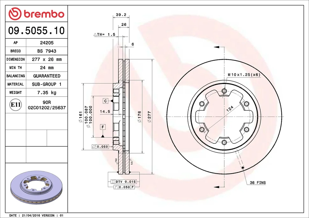 Brzdový kotouč BREMBO 09.5055.10