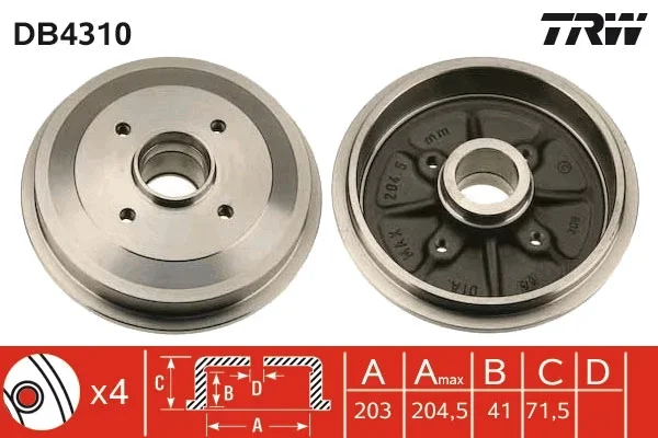 Brzdový buben TRW DB4310 – OE 424746