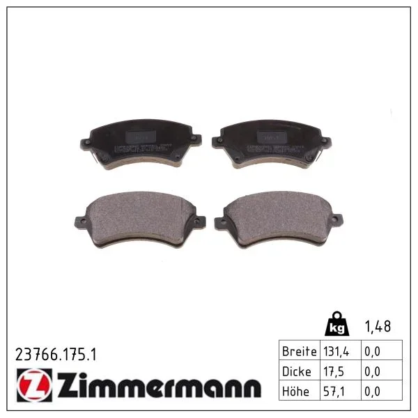 Sada brzdových destiček, kotoučová brzda ZIMMERMANN 23766.175.1